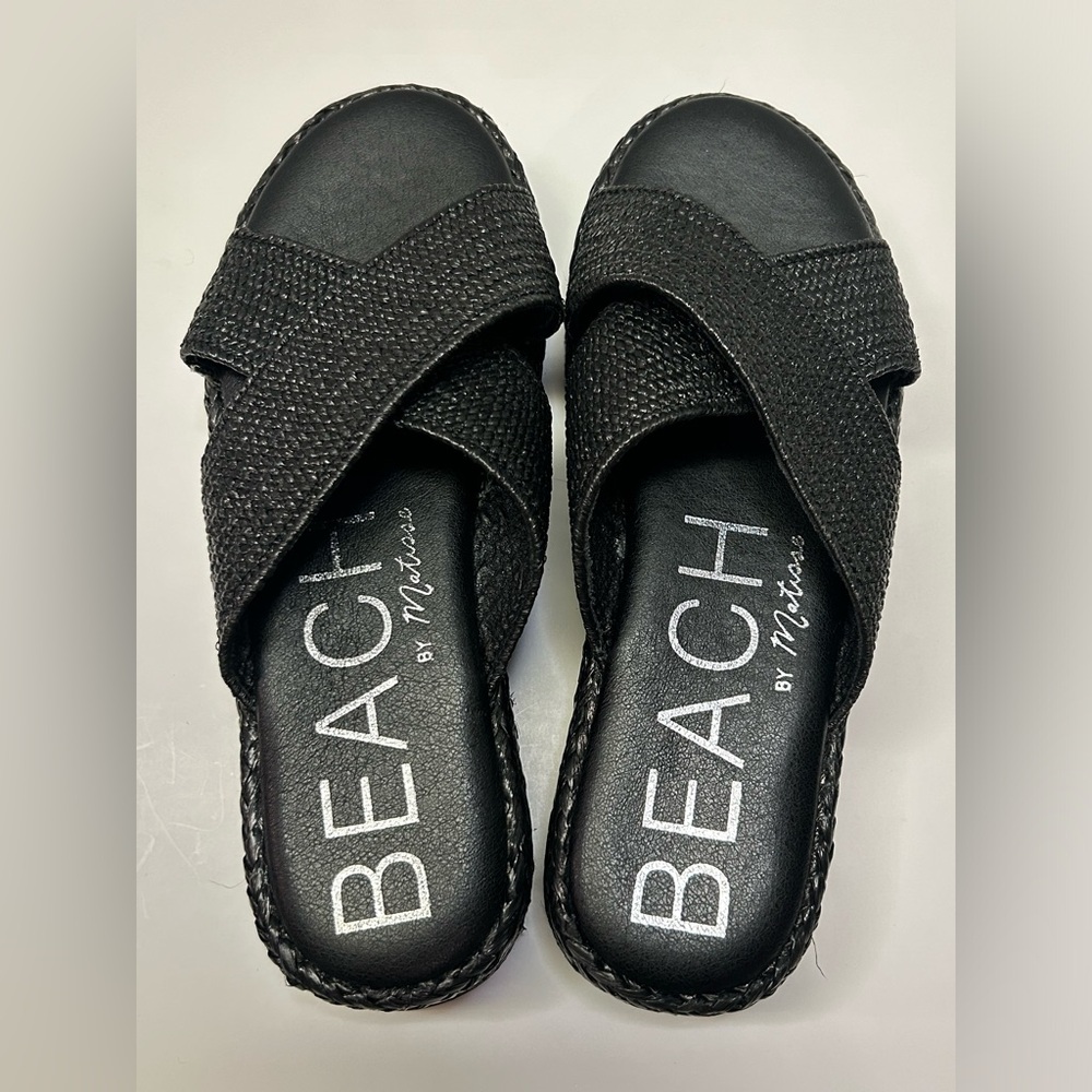 Matisse Women's size 9 Carvel‎ X Strap Sandals Black Platform Summer Beach